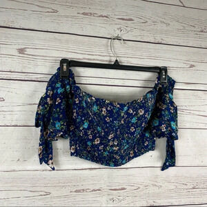 WOMEN'S summer floral off shoulder bandeau top Sz M